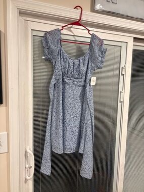 Altar'd State Light Blue Floral Midi Dress